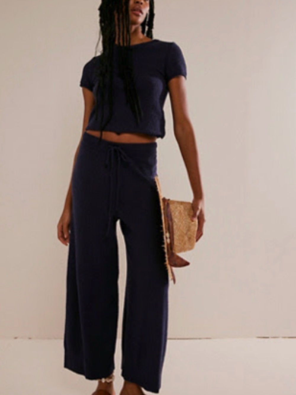 Free People Navy Wide-Leg Set
